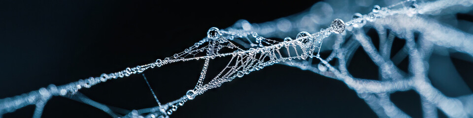 Dew-Covered Spiderweb Close-up