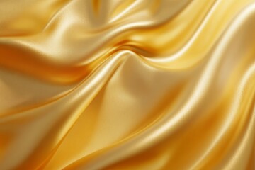 Golden silk fabric texture, flowing waves, studio shot, background blur, design