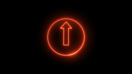 glowing neon arrow icon and direction sign concept illustration, on black background.