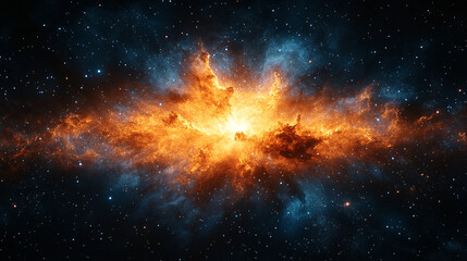 fiery cosmic nebula explosion orange blue stars space art sky fire power light night galaxy energy