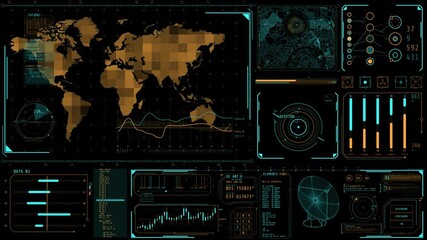 Wall Mural - animated high-tech interface for location tracking via satellite