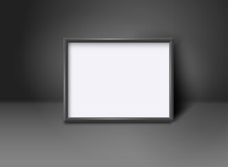 Wall Mural - blank rectangular frame in black interior