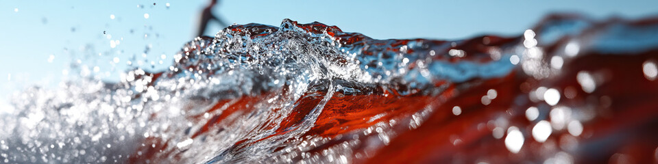 Wall Mural - Close-up of Red-Toned Wave with Spray