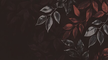 Wall Mural - Autumn leaves, dark background, nature pattern