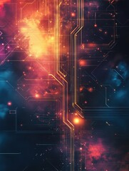 Wall Mural - muted gradient background with tech elements creating subtle visual interest