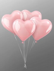 Sticker - Pink heart shape balloons isolated on transparent background