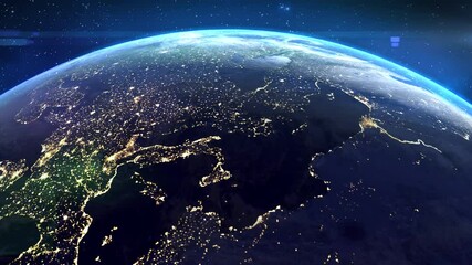 Wall Mural - night planet earth, view from space. satellite view of the european continent. lights of evening cit