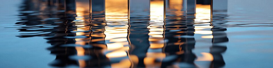 Wall Mural - Reflection of Light on Water and Metallic Structures