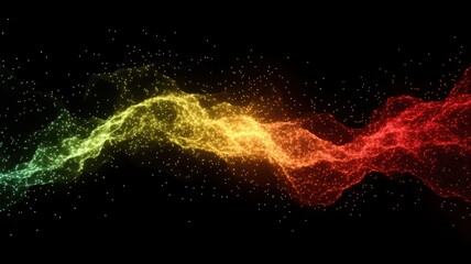 Wall Mural - vibrant abstract plexus design featuring colorful light waves digital art black background creative 