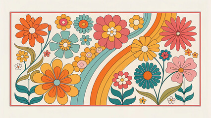 Wall Mural - Hand-drawn floral illustration with a vintage feel