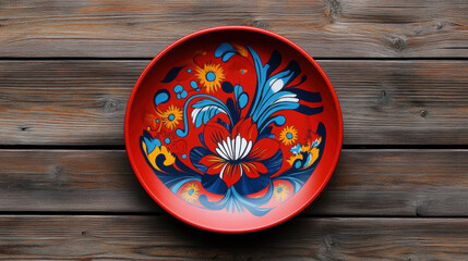 Wall Mural - Russian folk art on a painted plate