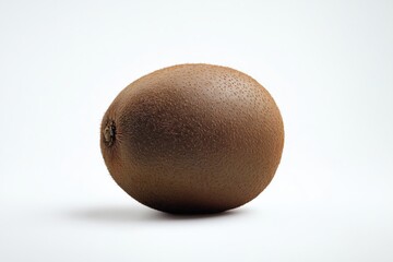 Fototapete - Fresh kiwi fruit on white backdrop showcasing its vibrant color and unique texture detail