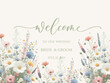 © ku4erashka - Welcome wedding sign. Calligraphy with watercolor botanical flowers and leaves. Abstract floral art background vector design for wedding invitation and vip cover template.