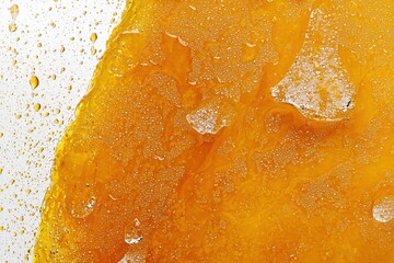 Aufkleber - Abstract close up of vibrant golden liquid with water droplets creating a textured effect