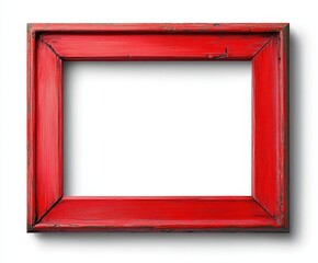 Wall Mural - Red wooden frame, isolated, vintage, blank, studio shot, mockup, design