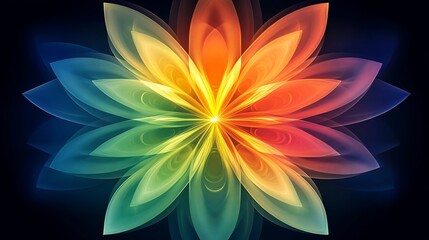 Poster - Colorful abstract flower, dark background, design