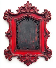 Wall Mural - Red ornate frame, blank slate, studio shot, mockup