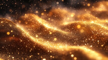 Wall Mural - shimmering golden background filled with soft glowing light particles and bokeh effects background