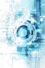 Wall Mural - modern white and blue abstract technology background with sleek lines and digital effects