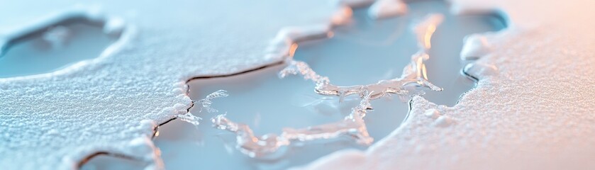 Wall Mural - Intricate details of frozen water reveal soft cracks and stunning reflections, capturing a serene moment that embodies elegance and clarity. Perfect for branding opportunities