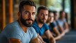 © Almahyra - Focused man with friends, fitness group.