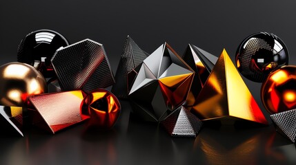 Canvas Print - abstract background of 3d geometric shapes of different colors and textures.
