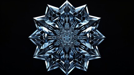 Canvas Print - abstract 3d render of a blue and silver geometric shape.