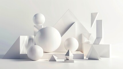 Canvas Print - 3d render of abstract geometric shapes.
