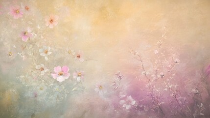 Poster - A soft, dreamy illustration of pastel flowers against a gentle, blended background.