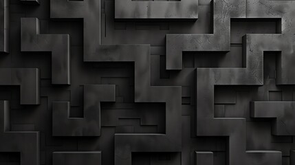 Canvas Print - abstract background of 3d black geometric shapes.