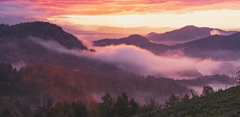 Wall Mural - misty mountain landscape