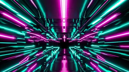 Aufkleber - Vibrant neon corridor with colorful lights creating a dynamic visual experience in a tech-inspired space
