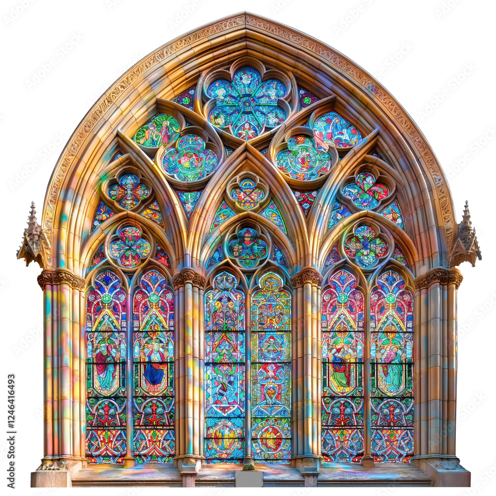 stained glass window in church isolated on transparent background ...