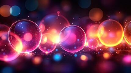 Wall Mural - luminous spheres illuminate dark background with bright colors