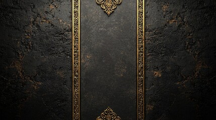 Dark stone background, gold ornate frame, elegant design, luxury texture, ideal for invitation