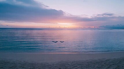 Canvas Print - Tranquil Sunset Beach with Double Heart Sand Art