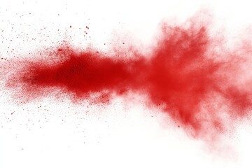 Aufkleber - A cloud of bright red powder explodes against a white background, creating a striking visual impact and emphasizing movement and energy in color play