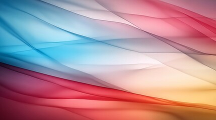 Poster - Dynamic digital artwork features sharp geometric shapes in red, blue, and yellow creating depth with layered transparency, and ample copy space on the left side