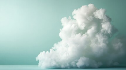 Leinwandbilder - A soft fluffy white cloud shape is positioned at the center, featuring shadows that enhance its three-dimensional quality, with ample copy space available