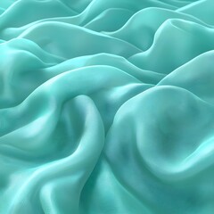 Wall Mural - Close-up of soft, flowing turquoise fabric creating a serene and fluid texture, evoking a sense of tranquility and elegance.