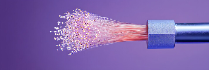 Wall Mural - an image featuring a roll of fiber optic cable wide banner - purple background