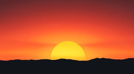 Canvas Print - Vibrant Sunset Over Silhouetted Mountain Range