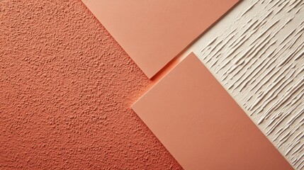 Sticker - A textured wall featuring coral tones and smooth panels, showcasing design elements.