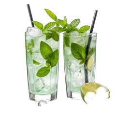 Wall Mural - mojito cocktail isolated on white