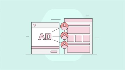 Wall Mural - Social media sales conversion campaign, Social media ads sending to website, Website funnel conversion, Making money online, Animation video clip.