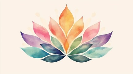 Canvas Print - Watercolor Rainbow Lotus Flower Design Art