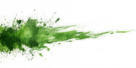 Wall Mural - white background with splashes of green watercolor paint coming from the left side.