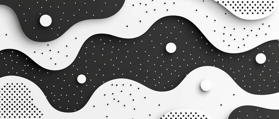 Wall Mural - abstract black and white background with clouds and shapes for modern design and visual projects