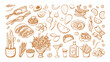 © chekiwart - Hand drawn set of different Mexican dishes and products. Sketch drawings of Mexican cuisine