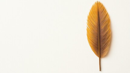 Poster - A single vibrant brown feather displayed on a neutral background to symbolize nature s beauty, tranquility, and elegance, ideal for decor or artistic themes